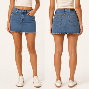 Nadasha Denim Mini Skirt – Blue Jean Raw Hem Skirt